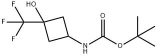 tert-butyl N-[3-hydroxy-3-(trifluoromethyl)cyclobutyl]carbamate Struktur