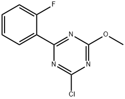 2-Chloro-4-(2-fluorophenyl)-6-methoxy-1,3,5-triazine Struktur