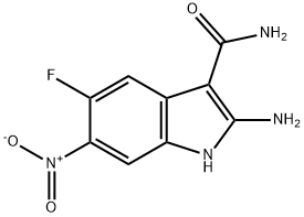 2-AMINO-5-FLUORO-6-NITRO-1H-INDOLE-3-CARBOXAMIDE Struktur