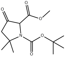 1-(tert-butyl) 2-methyl 5,5-dimethyl-3-oxopyrrolidine-1,2-dicarboxylate Struktur