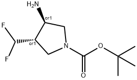 tert-butyl trans-3-amino-4-(difluoromethyl)pyrrolidine-1-carboxylate Struktur