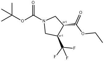 1-(tert-butyl) 3-ethyl (3S,4S)-4-(trifluoromethyl)pyrrolidine-1,3-dicarboxylate Struktur