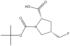 (2S,4S)-1-(tert-butoxycarbonyl)-4-(fluoromethyl)pyrrolidine-2-carboxylic acid Struktur