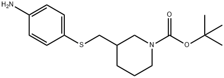 3-(4-Amino-phenylsulfanylmethyl)-piperidine-1-carboxylic acid tert-butyl ester Struktur