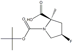 (2R,4R)-1-(tert-butoxycarbonyl)-4-fluoro-2-methylpyrrolidine-2-carboxylic acid Struktur