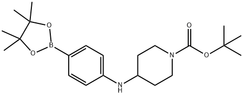 tert-butyl 4-(4-(4,4,5,5-tetramethyl-1,3,2-dioxaborolan-2-yl)phenylamino)piperidine-1-carboxylate Struktur