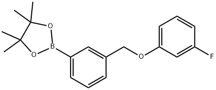 2-(3-((3-fluorophenoxy)methyl)phenyl)-4,4,5,5-tetramethyl-1,3,2-dioxaborolane Struktur