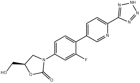 (R)-3-(4-(6-(1H-tetrazol-5-yl)pyridin-3-yl)-3-fluorophenyl)-5-(hydroxymethyl)oxazolidin-2-one Struktur