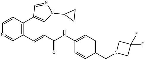 (2E)-3-[4-(1-Cyclopropyl-1H-pyrazol-4-yl)-3-pyridinyl]-N-[4-[(3,3-difluoro-1-azetidinyl)methyl]phenyl]-2-propenamide Struktur