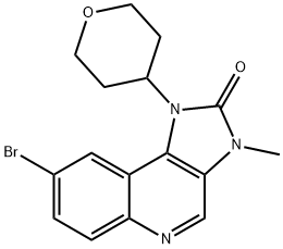 8-bromo-3-methyl-1-(tetrahydro-2H-pyran-4-yl)-1,3-dihydro-2H-imidazo[4,5-c]quinolin-2-one Struktur