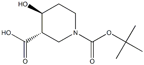 (3S,4S)-1-(tert-butoxycarbonyl)-4-hydroxypiperidine-3-carboxylic acid Struktur