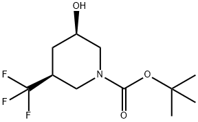 tert-butyl cis-3-hydroxy-5-(trifluoromethyl)piperidine-1-carboxylate Struktur