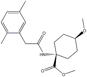 methyl cis-1-{[(2,5-dimethylphenyl)acetyl]amino}-4-methoxycyclohexanecarboxylate Struktur