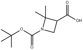 1-[(tert-butoxy)carbonyl]-2,2-dimethylazetidine-3-carboxylic acid Struktur