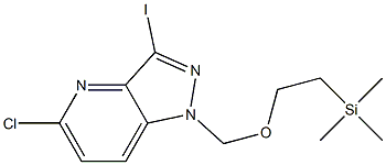 5-chloro-3-iodo-1-{[2-(trimethylsilyl)ethoxy]methyl}-1H-pyrazolo[4,3-b]pyridine Struktur