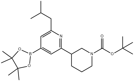 2-(iso-Butyl)-6-(N-Boc-piperidin-3-yl)pyridine-4-boronic acid pinacol ester Struktur