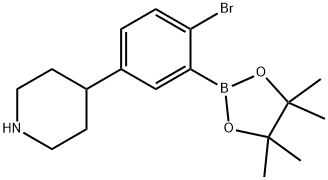 4-(4-bromo-3-(4,4,5,5-tetramethyl-1,3,2-dioxaborolan-2-yl)phenyl)piperidine Struktur