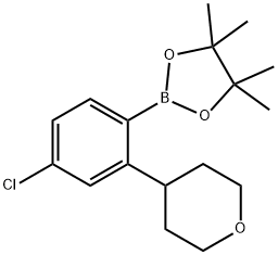 2-(4-chloro-2-(tetrahydro-2H-pyran-4-yl)phenyl)-4,4,5,5-tetramethyl-1,3,2-dioxaborolane Struktur