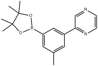 2-(3-methyl-5-(4,4,5,5-tetramethyl-1,3,2-dioxaborolan-2-yl)phenyl)pyrazine Struktur