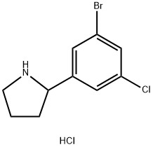 2-(3-bromo-5-chlorophenyl)pyrrolidine hydrochloride Struktur