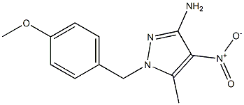 1-(4-methoxybenzyl)-5-methyl-4-nitro-1H-pyrazol-3-amine Struktur