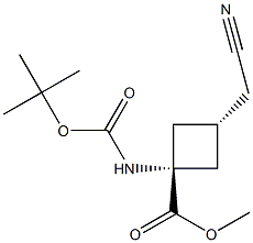 methyl trans-1-{[(tert-butoxy)carbonyl]amino}-3-(cyanomethyl)cyclobutane-1-carboxylate Struktur