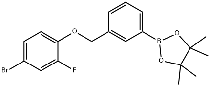 2-(3-((4-bromo-2-fluorophenoxy)methyl)phenyl)-4,4,5,5-tetramethyl-1,3,2-dioxaborolane Struktur