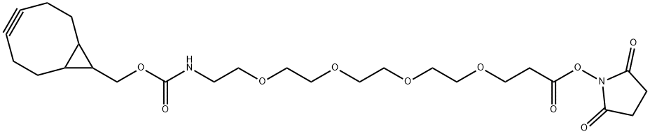 5,8,11,14-Tetraoxa-2-azaheptadecanedioic acid, 1-(bicyclo[6.1.0]non-4-yn-9-ylmethyl) 17-(2,5-dioxo-1-pyrrolidinyl) ester Struktur