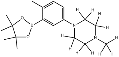 1-(methyl-d3)-4-(4-methyl-3-(4,4,5,5-tetramethyl-1,3,2-dioxaborolan-2-yl)phenyl)piperazine-2,2,3,3,5,5,6,6-d8 Struktur