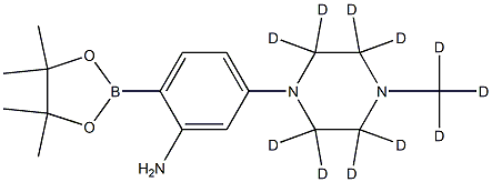 5-(4-(methyl-d3)piperazin-1-yl-2,2,3,3,5,5,6,6-d8)-2-(4,4,5,5-tetramethyl-1,3,2-dioxaborolan-2-yl)aniline Struktur