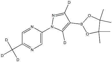 2-(methyl-d3)-5-(4-(4,4,5,5-tetramethyl-1,3,2-dioxaborolan-2-yl)-1H-pyrazol-1-yl-3,5-d2)pyrazine Struktur