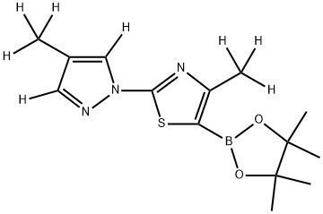 4-(methyl-d3)-2-(4-(methyl-d3)-1H-pyrazol-1-yl-3,5-d2)-5-(4,4,5,5-tetramethyl-1,3,2-dioxaborolan-2-yl)thiazole Struktur