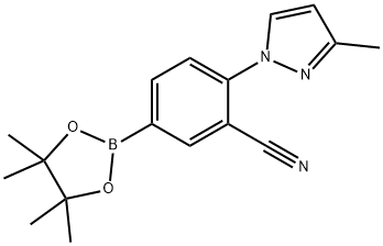 2-(3-methyl-1H-pyrazol-1-yl)-5-(4,4,5,5-tetramethyl-1,3,2-dioxaborolan-2-yl)benzonitrile Struktur