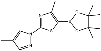 4-methyl-2-(4-methyl-1H-pyrazol-1-yl)-5-(4,4,5,5-tetramethyl-1,3,2-dioxaborolan-2-yl)thiazole Struktur