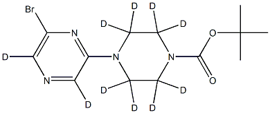 tert-butyl 4-(6-bromopyrazin-2-yl-3,5-d2)piperazine-1-carboxylate-2,2,3,3,5,5,6,6-d8 Struktur