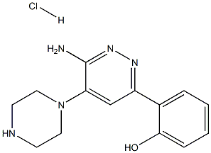 2-(6-amino-5-(piperazin-1-yl)pyridazin-3-yl)phenol hydrochloride Struktur