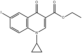 ethyl 1-cyclopropyl-6-iodo-4-oxo-1,4-dihydro-3-quinolinecarboxylate Struktur