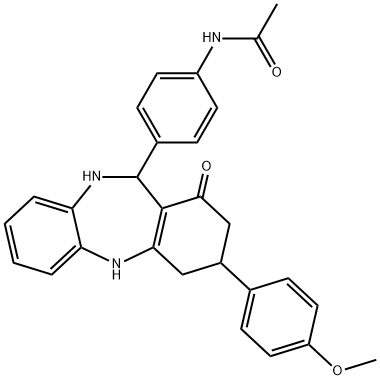 N-{4-[3-(4-methoxyphenyl)-1-oxo-2,3,4,5,10,11-hexahydro-1H-dibenzo[b,e][1,4]diazepin-11-yl]phenyl}acetamide Struktur