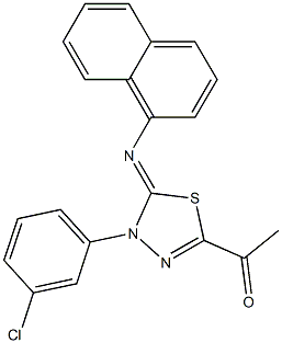 1-[4-(3-chlorophenyl)-5-(1-naphthylimino)-4,5-dihydro-1,3,4-thiadiazol-2-yl]ethanone Struktur