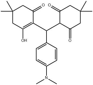 2-[[4-(dimethylamino)phenyl](2-hydroxy-4,4-dimethyl-6-oxo-1-cyclohexen-1-yl)methyl]-5,5-dimethyl-1,3-cyclohexanedione Struktur