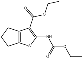 ethyl 2-[(ethoxycarbonyl)amino]-5,6-dihydro-4H-cyclopenta[b]thiophene-3-carboxylate Struktur