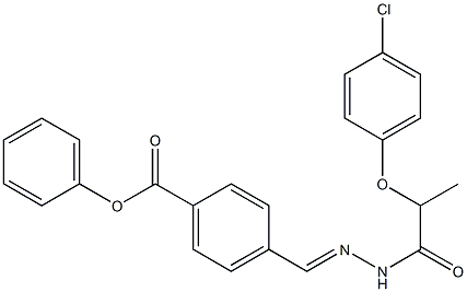 4-[(1E)-{[2-(4-chlorophenoxy)propanamido]imino}methyl]phenyl benzoate Struktur