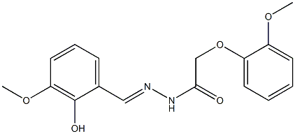 N'-[(1E)-(2-hydroxy-3-methoxyphenyl)methylidene]-2-(2-methoxyphenoxy)acetohydrazide Struktur