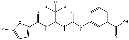 3-{[({1-[(5-BROMO-2-FUROYL)AMINO]-2,2,2-TRICHLOROETHYL}AMINO)CARBOTHIOYL]AMINO}BENZOIC ACID Struktur