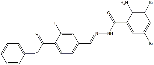 4-[(1E)-{[(2-amino-3,5-dibromophenyl)formamido]imino}methyl]phenyl 2-iodobenzoate Struktur