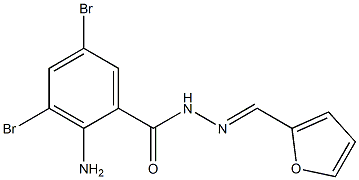 2-amino-3,5-dibromo-N'-[(1E)-(furan-2-yl)methylidene]benzohydrazide Struktur