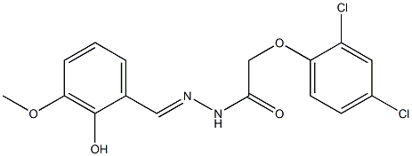 2-(2,4-dichlorophenoxy)-N'-[(1E)-(2-hydroxy-3-methoxyphenyl)methylidene]acetohydrazide Struktur