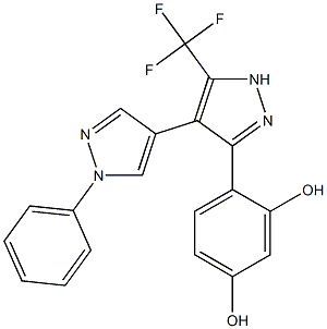 4-[1'-phenyl-5-(trifluoromethyl)-1H,1'H-[4,4'-bipyrazol]-3-yl]benzene-1,3-diol Struktur