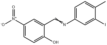 2-{[(3-iodo-4-methylphenyl)imino]methyl}-4-nitrophenol Struktur