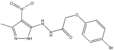 2-(4-bromophenoxy)-N'-{4-nitro-3-methyl-1H-pyrazol-5-yl}acetohydrazide Struktur